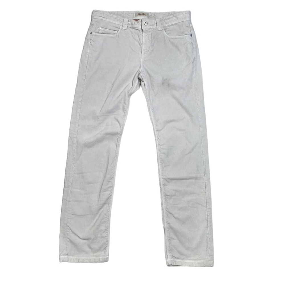 $925 Loro Piana white cream PianaCotton cotton pants cords cordouroy size 35